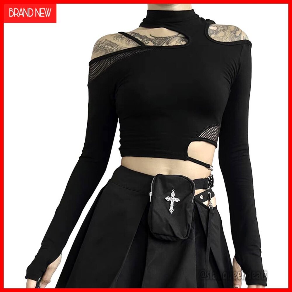 Gothic Harajuku Crop Tank Top Soft Breathable Material Y2K Punk Style